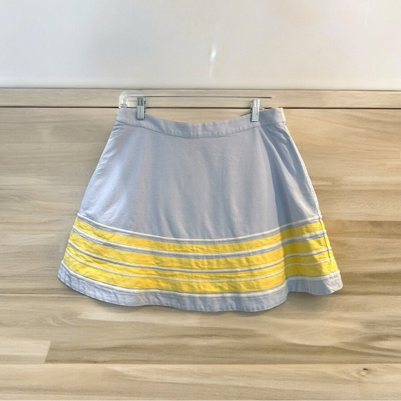 Vineyard Vines Women’s Border Stripe Oxford Swing Skirt Sz 6 Butter Yellow/ Blue - Picture 1 of 9